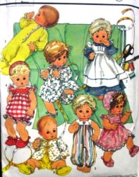 7644 9144 SIMPLICITY TINY TEAR  SMALL / LARGE /  MEDIUM BABY DOLL CLOTHES PATTERN